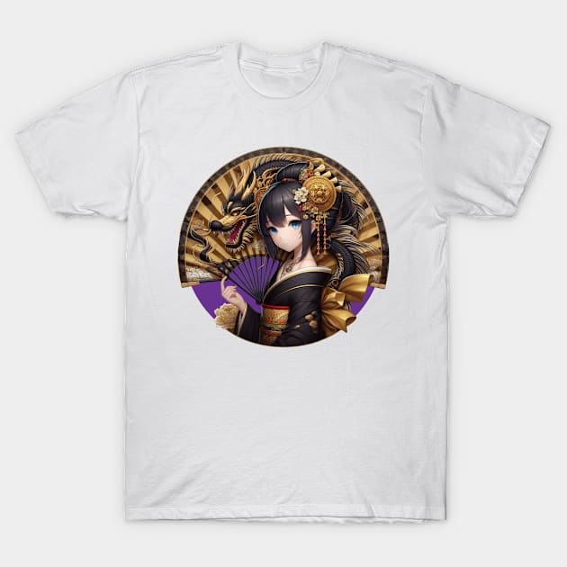 Geisha Dragon Lady T-Shirt by PlayfulPandaDesigns